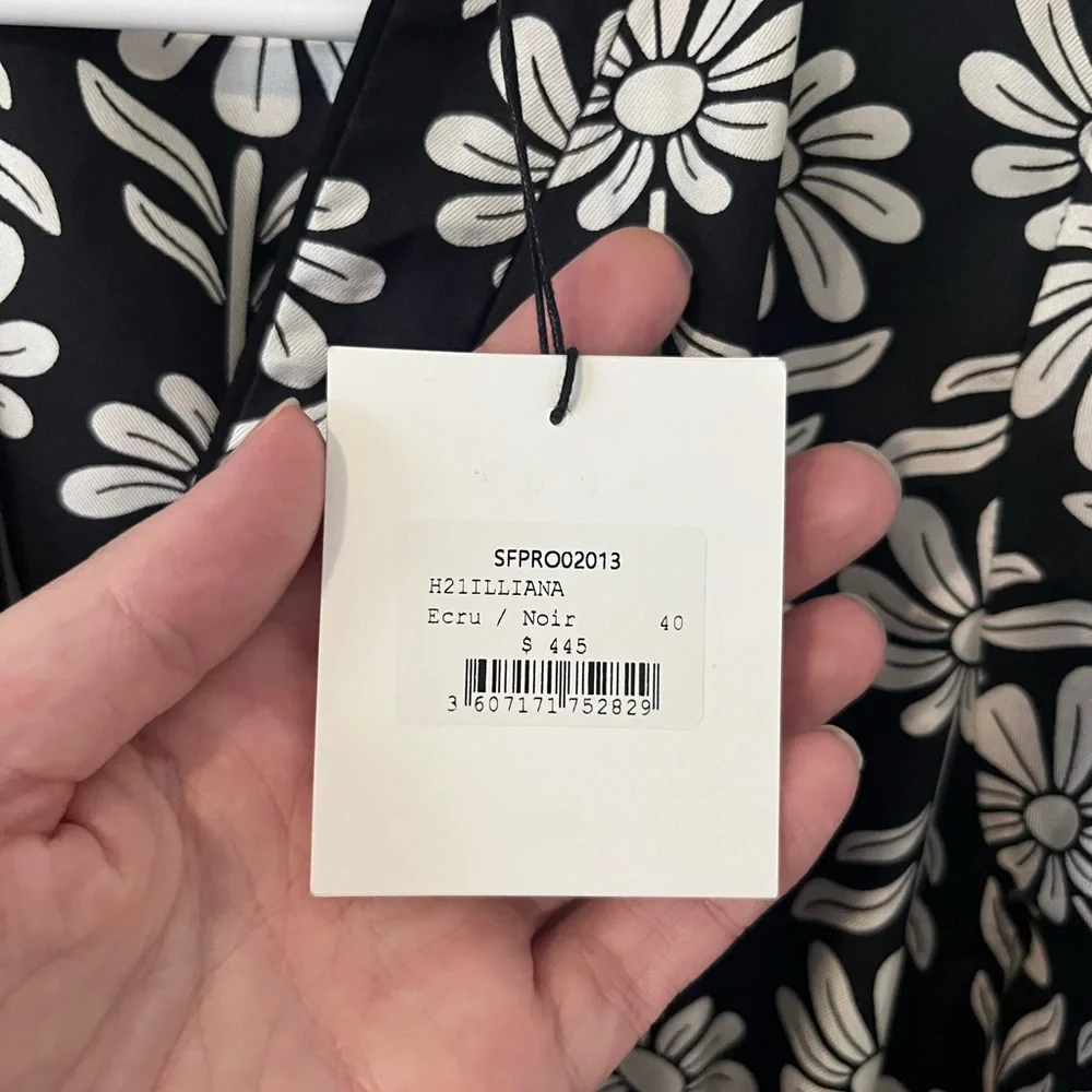 NWT Sandro Paris Illiana Floral Mini Dress Button Front Silk Size FR 40 US 8 - Picture 8 of 16